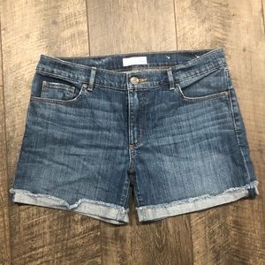 Loft Rolled Hem Denim Shorts Dark Wash